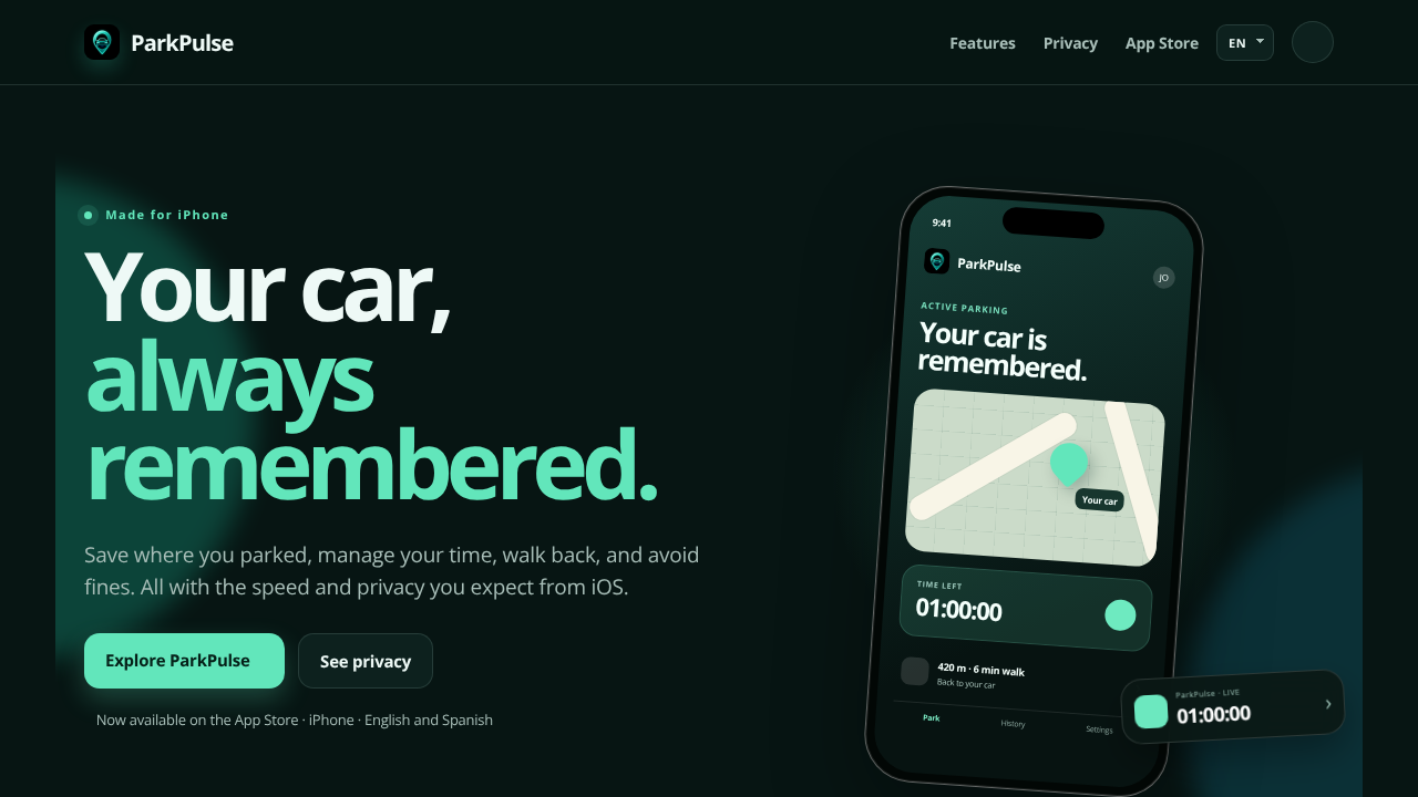 ParkPulse website screenshot