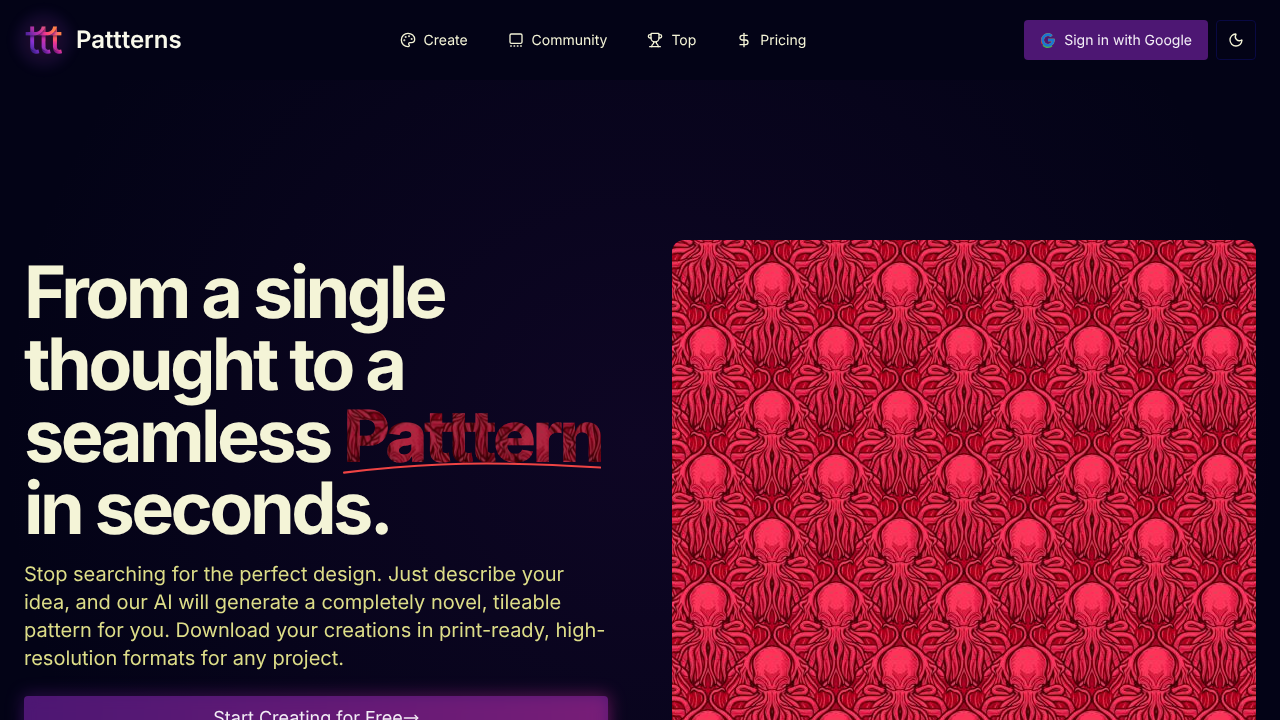 Pattterns website screenshot