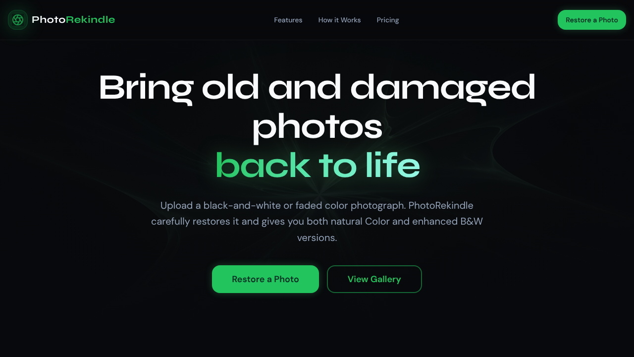 PhotoRekindle website screenshot