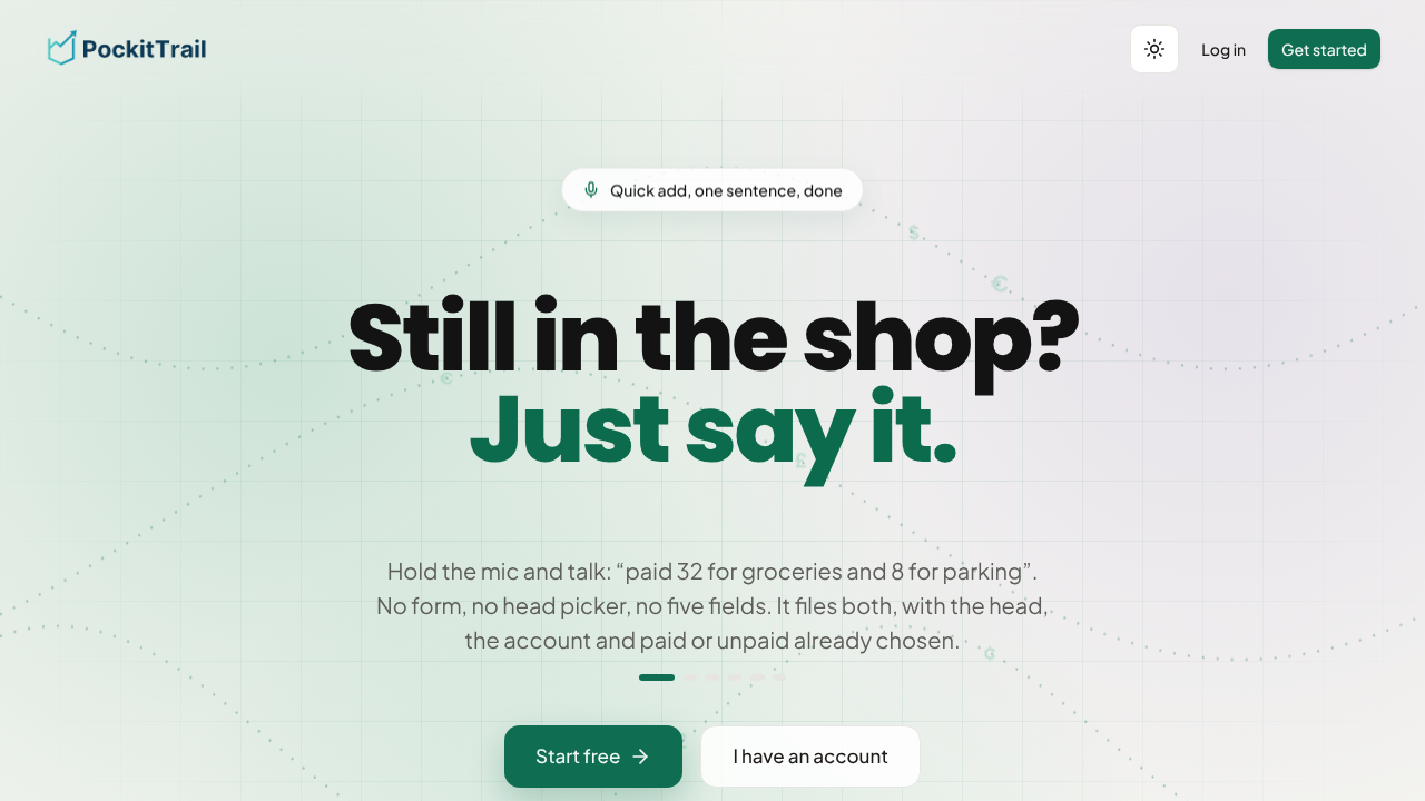 PockitTrail website screenshot