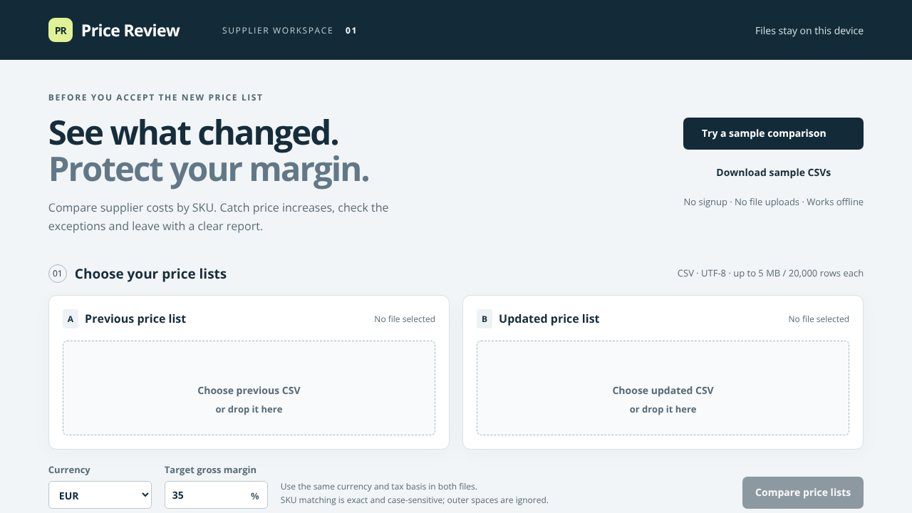 Price Review website screenshot