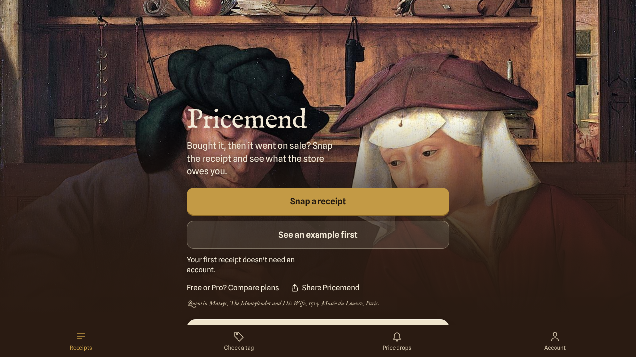 Pricemend website screenshot