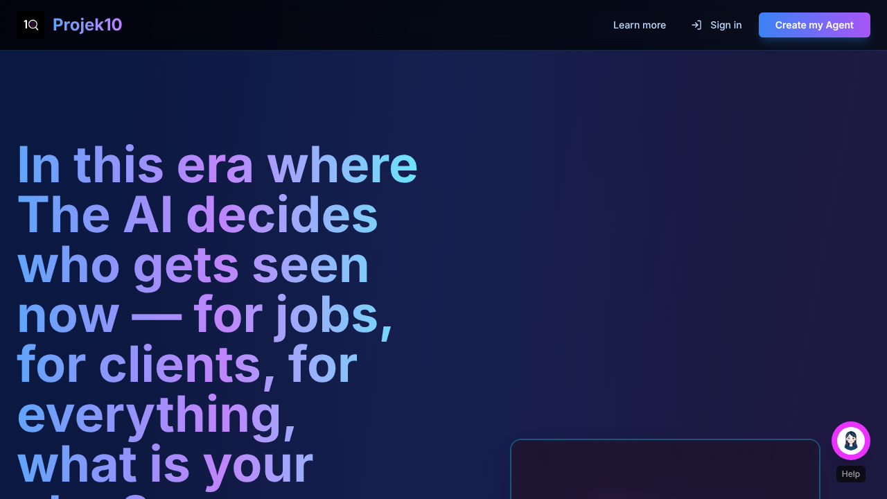Projek10 website screenshot