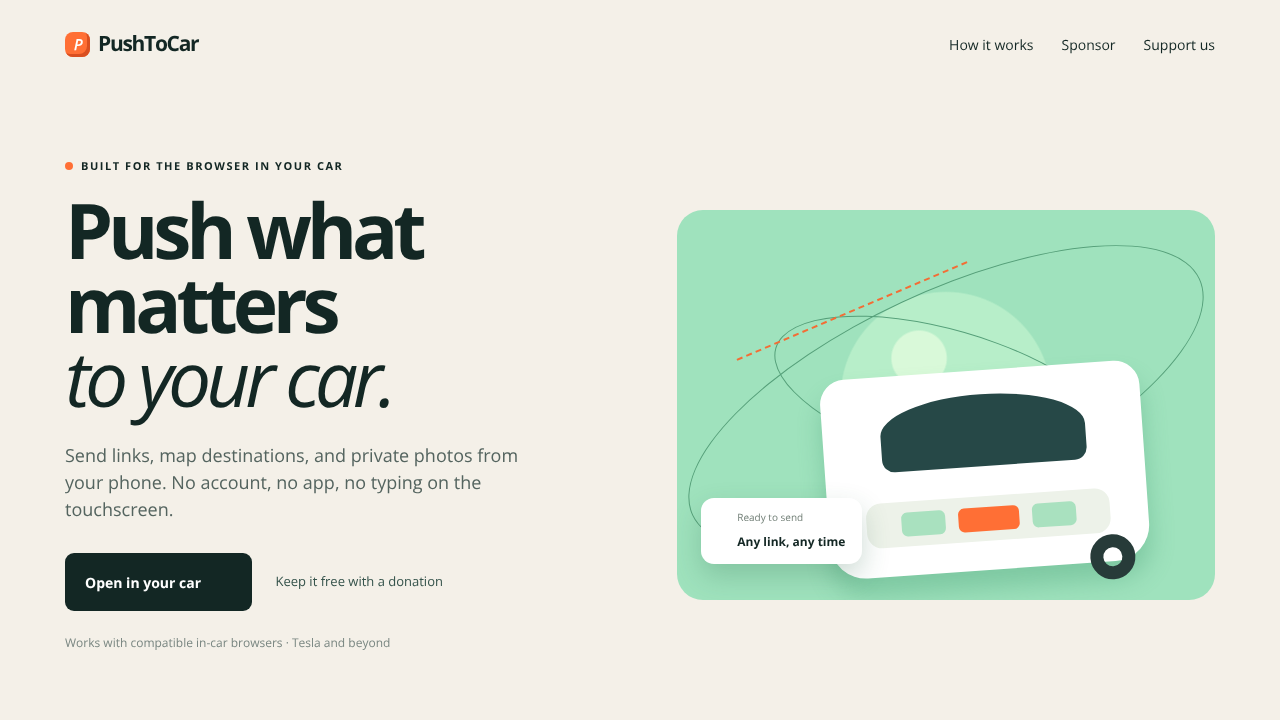 PushToCar website screenshot