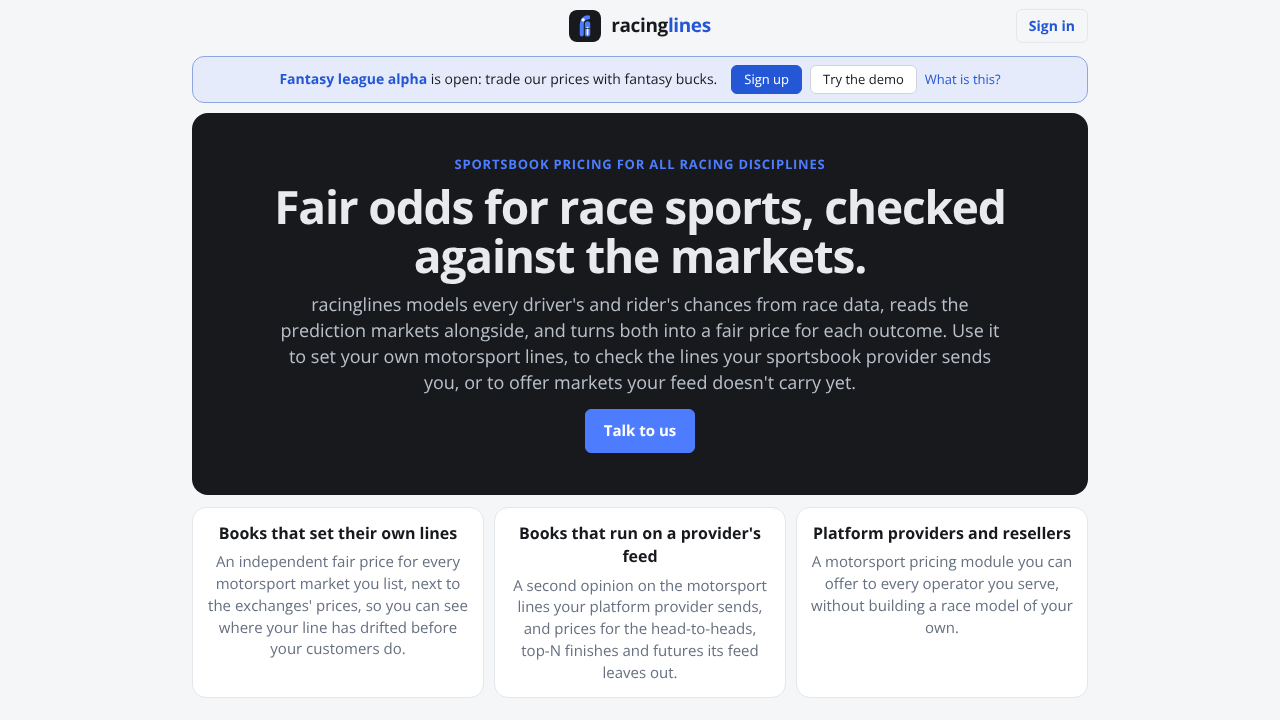 racinglines website screenshot