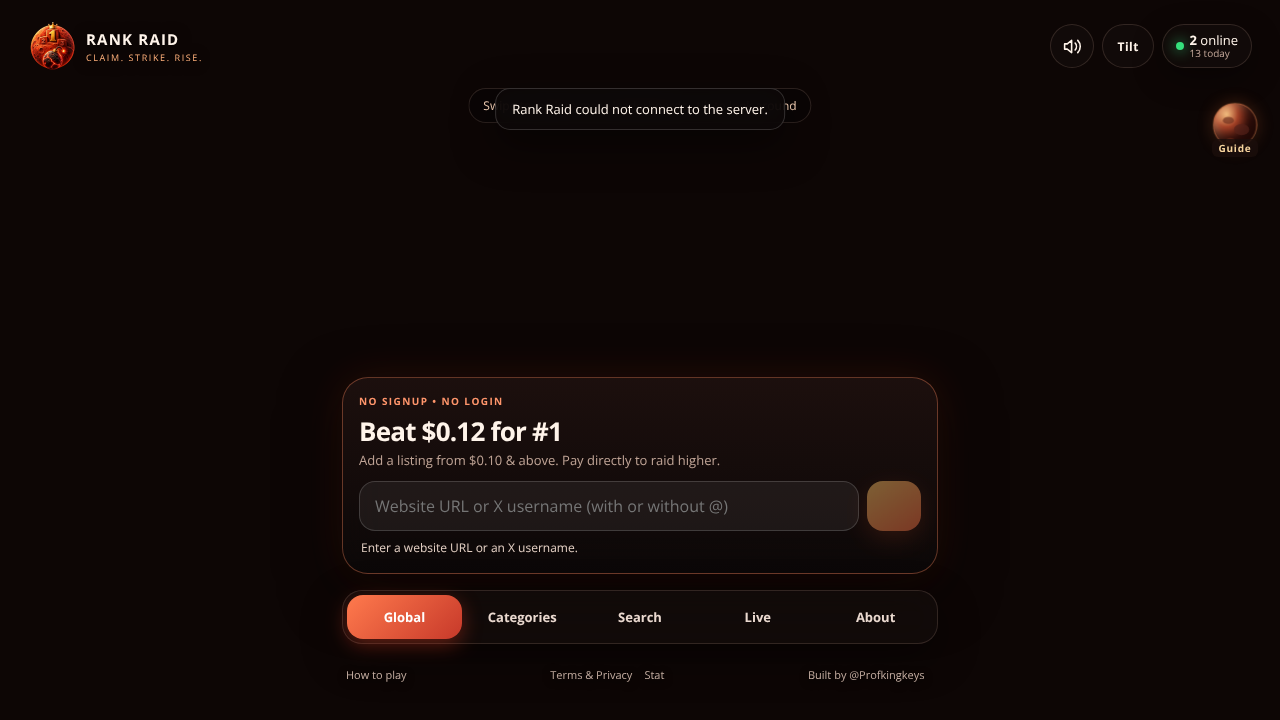 Rank Raid website screenshot