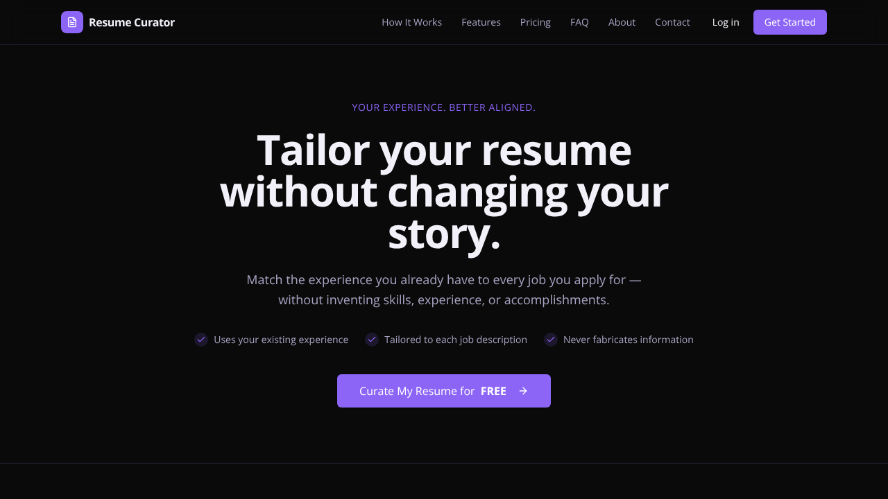 Resume Curator website screenshot