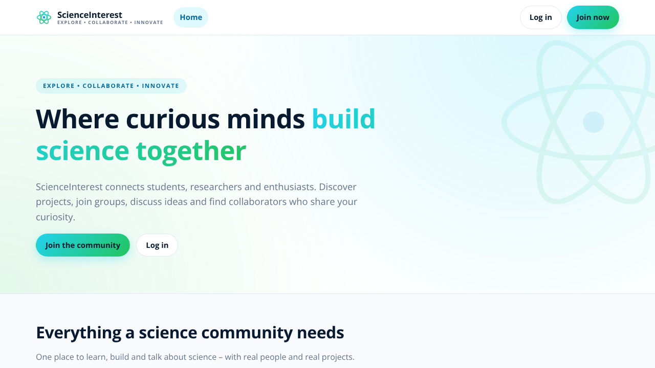 ScienceInterest website screenshot