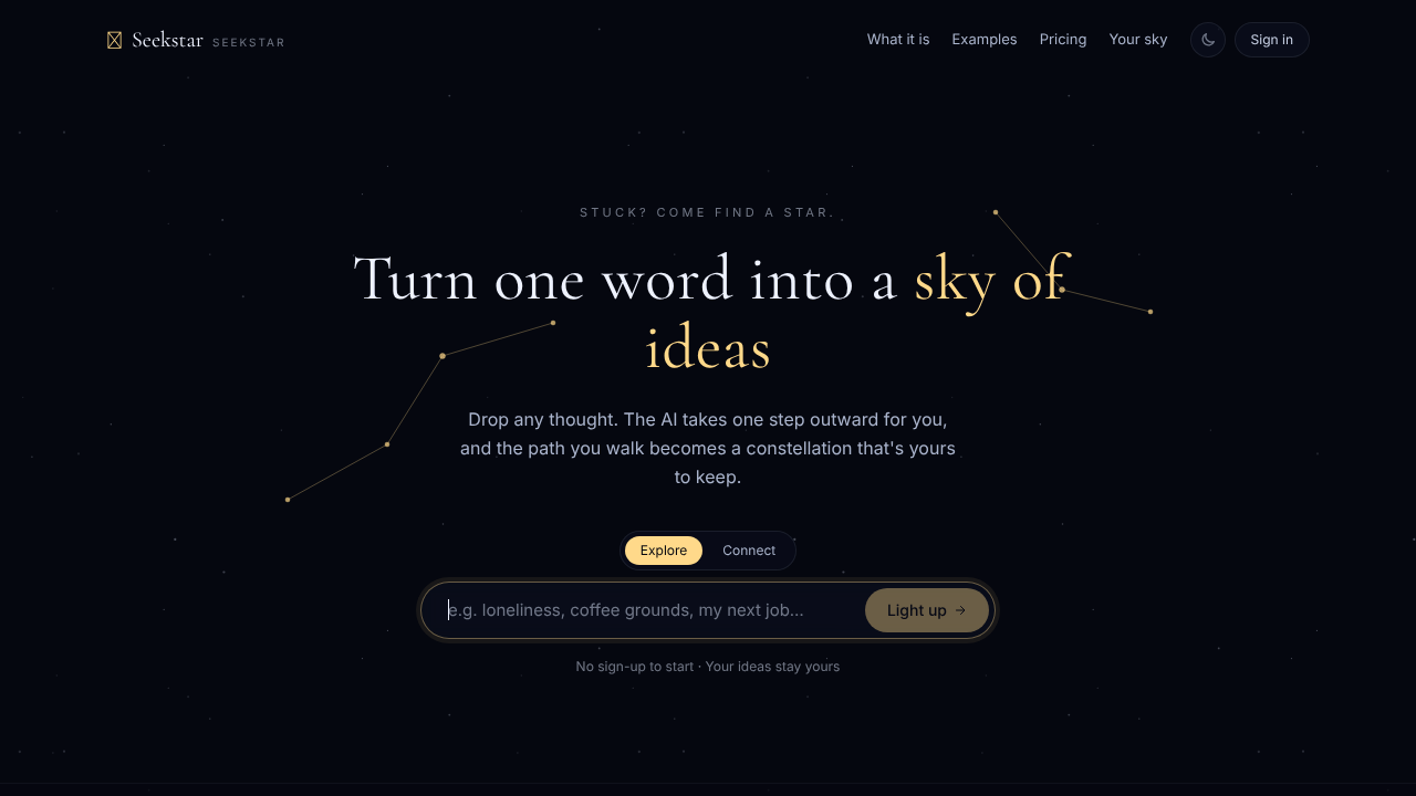 Seekstar website screenshot