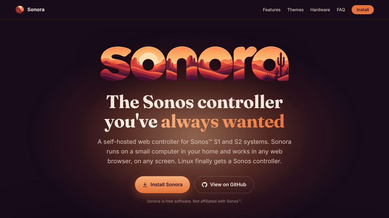 Sonora website screenshot
