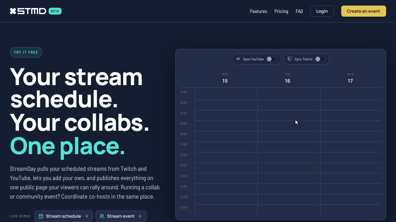 StreamDay website screenshot