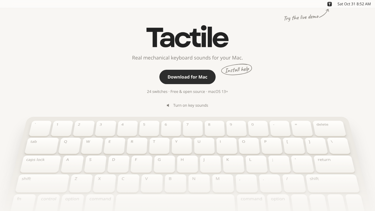 Tactile website screenshot