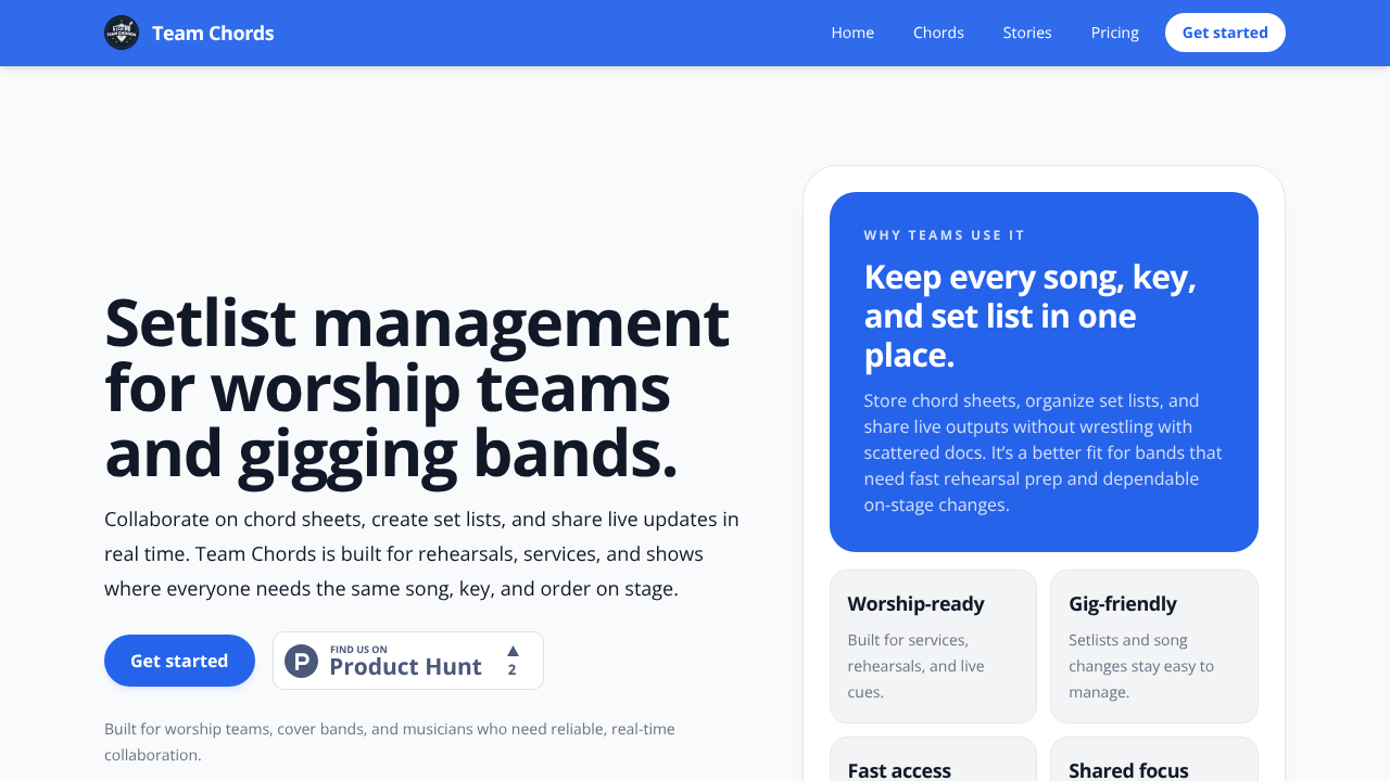 Team Chords website screenshot