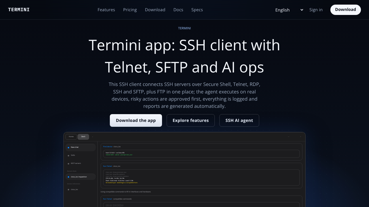 Termini website screenshot
