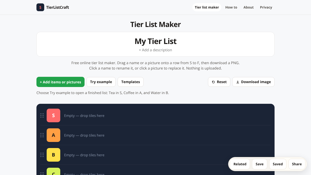 TierListCraft website screenshot