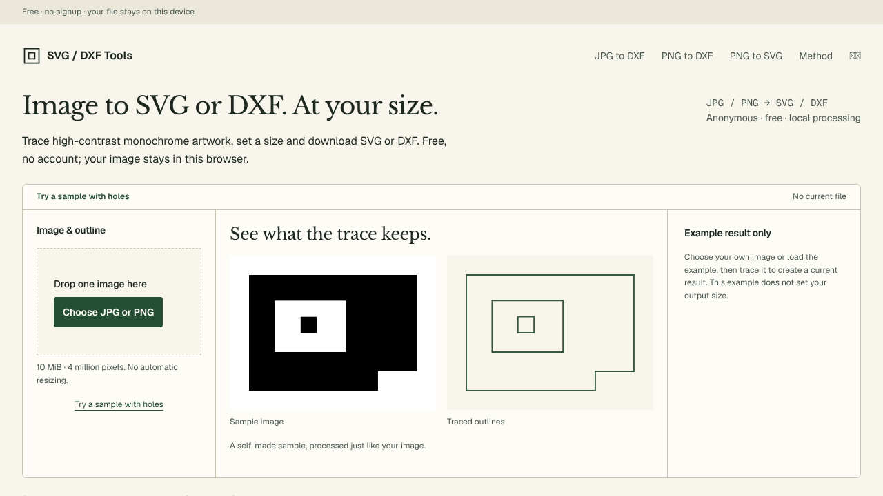 TraceDXF website screenshot