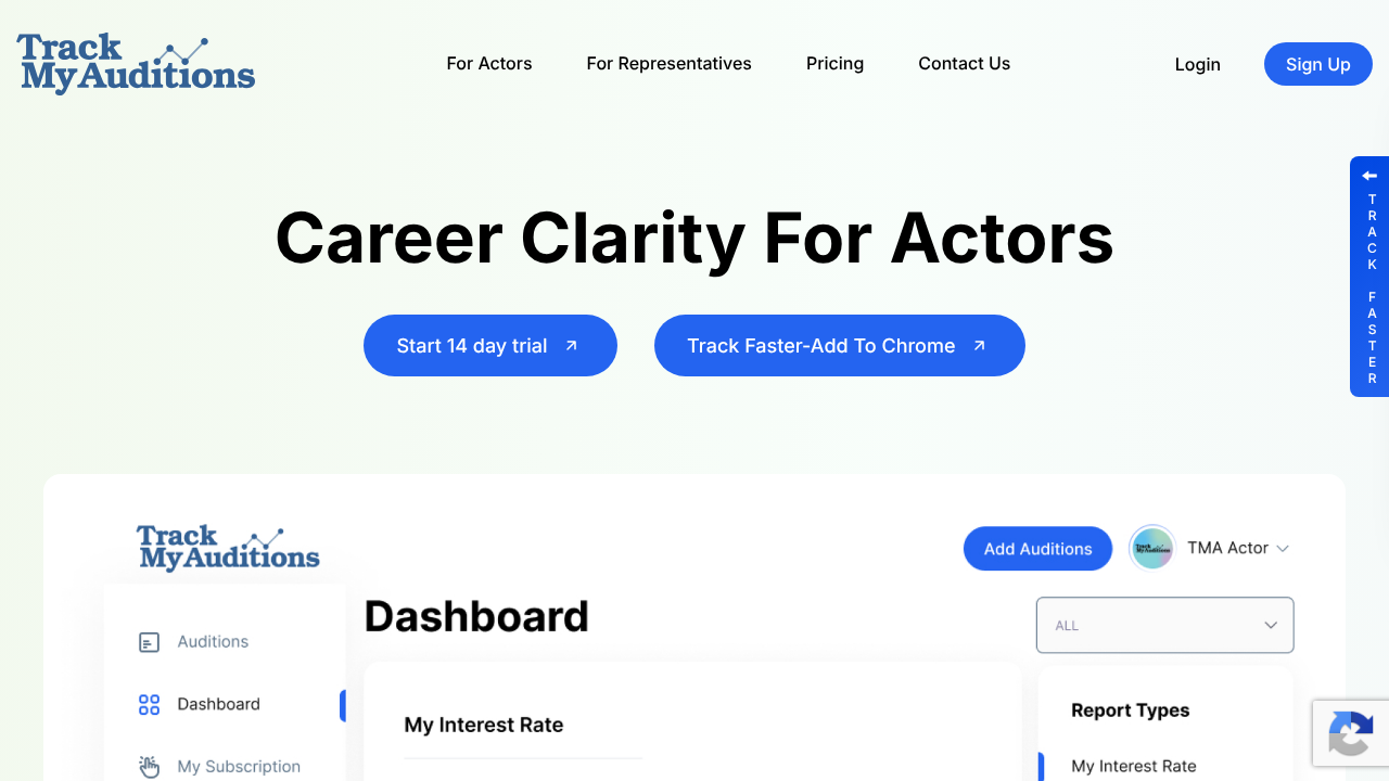 Track My Auditions website screenshot