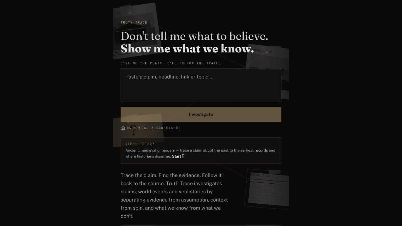 Truth Trace website screenshot