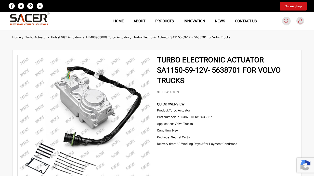Turbo Electronic Actuator 12V- 5638701 website screenshot