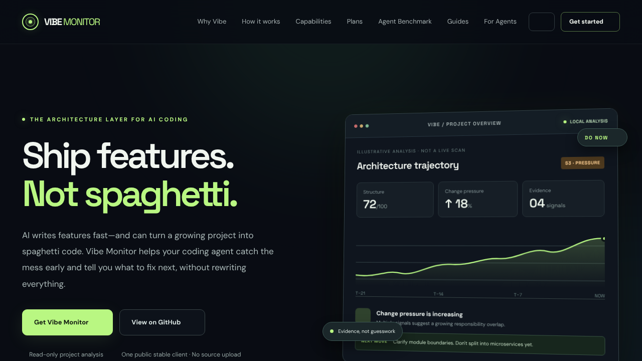 Vibe Monitor website screenshot