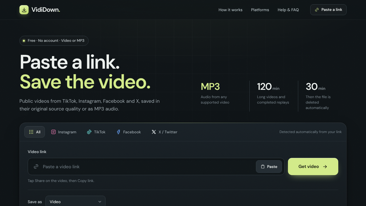 VidiDown website screenshot