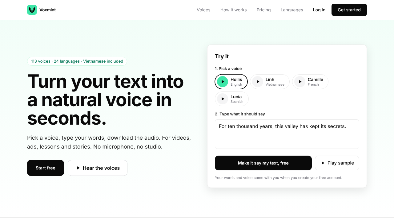 Voxmint website screenshot